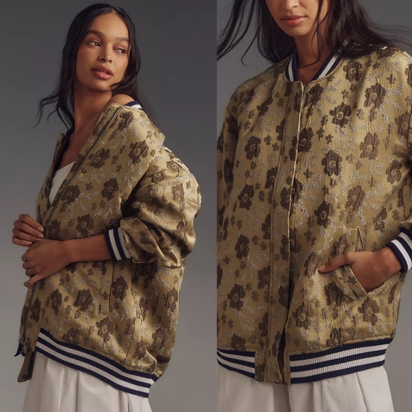 Anthropologie Pilcro Slouchy Floral Bomber Jacket - Picture 14 of 16